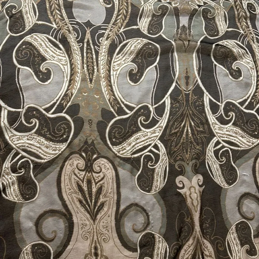 Extra Large neutral semi-sheer paisley & medallion print gray, brown, beige